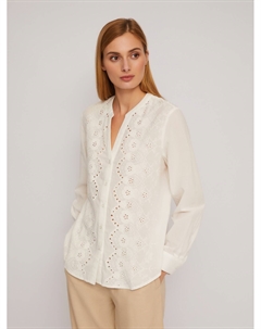Блузка-рубашка хлопка с ажурной вышивкой Zolla