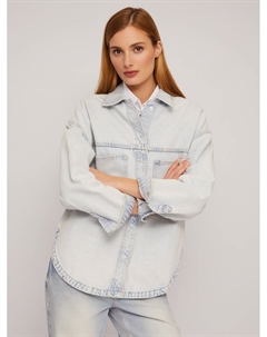 Джинсовая куртка-рубашка оверсайз из хлопка Zolla