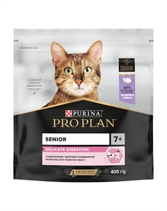 Pro Plan Delicate Senior корм для кошек старше 7 лет с чувствительным пищеварением (Индейка, 400 г.) Purina pro plan