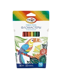 Фломастеры "Классические", 10 цв, смываемые, картон. упак., европодвес Gamma