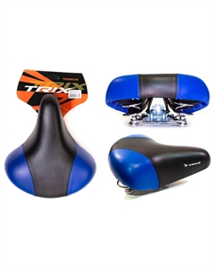 Седло, комфорт, 245x210 мм, с замком, пружинное, 380 г, черно-синий, AZ-0801A blue Trix