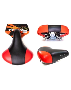 Седло, комфорт, 245x210 мм, с замком, пружинное, 380 г, черно-красный, AZ-0801A red Trix