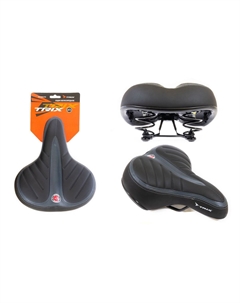 Седло, комфорт, 250x210 мм, с замком, пружинное, черно-серый, AZ-5555 G-02 Trix