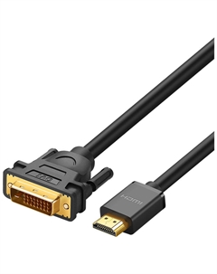 Кабель Ugreen HDMI - DVI-D (24+1), 30 AWG, OD 7.3 мм, 1080@60ц, 2 м (10135)
