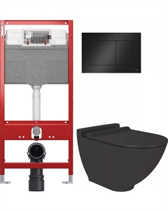 Комплект Унитаз подвесной Rotenburg SWH52 безободковый + Система инсталляции для унитазов TECE TECEprofil + кнопка смыва черная Stworki