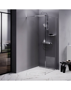 Душевая перегородка Func W84WI-80-F1-MTE 80x200, профиль хром, стекло прозрачное Am.pm.