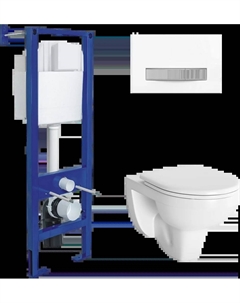 Комплект унитаза Gamma с инсталляцией Atom Line белый с сиденьем микролифт и клавишей смыва белый, хром Berges