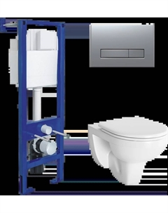 Комплект унитаза Gamma с инсталляцией Atom Line белый с сиденьем микролифт и клавишей смыва хром матовый Berges