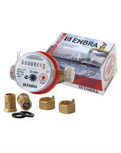 Счетчик для воды универсальный ENBRA EV-AM1 DN15 110мм со сгонами Энбра