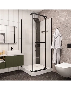 Душевая кабина 90x90 MiMi90B стекло прозрачное, профиль черный Ceruttispa