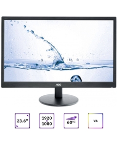 Монитор 23.6" M2470SWH VA, 1920x1080 (16:9), 250кд/м2, 5 мс, 178°/178°, VGA, HDMI, черный Aoc