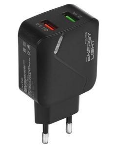 Сетевое зарядное устройство Qumo Energy light (Charger 0054) 18W, 2USB, Quick Charge, 2.4A, черный (32848)
