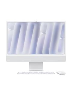 Моноблок Apple iMac 24" 4880x2520, Apple M4, 16Gb RAM, 256Gb SSD, Apple M4, WiFi, BT, Cam, MacOS, серебристый, клавиатура, мышь (MWUC3HN) Английская клавиатура!