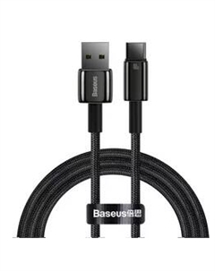 Кабель USB(Am)-USB Type-C(M), экранированный, быстрая зарядка, 6А, Power Delivery 100 Вт, 2 м, черный, Baseus Tungsten Gold (CAWJ000101)