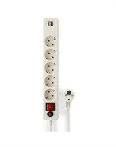 Сетевой фильтр, 5-розеток, 2xUSB, 1.8 м, белый (ECL-5-U2-W-1.8) Гарнизон