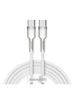 Кабель USB Type-C(M)-USB Type-C(M), быстрая зарядка, 5А, Power Delivery 100 Вт, 1 м, белый, Baseus Cafule (CATJK-C02)