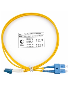 Патч-корд оптический FOP(d)-9-LC-SC-1m, LC/UPC-SC/UPC, одномодовый, 9/125, OS2, двойной, 1 м, LSZH, желтый (FOP(d)-9-LC-SC-1m) Cabeus