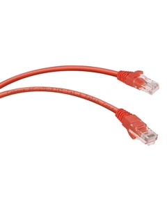 Патч-корд UTP кат.6, 1 м, RJ45-RJ45, красный, CU, (PC-UTP-RJ45-Cat.6-1m-RD) Cabeus