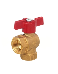 Кран шаровой латунный Standart 1/2 ВР(г) х 1/2 ВР(г) проходной бабочка угловой (.У.А30.1.15.40) Баз