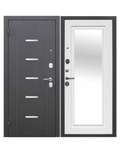 Дверь входная Гарда 7,5СМ левая антик серебро - белый ясень с зеркалом 960х2050 мм Ferroni