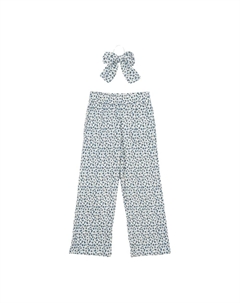 Брюки широкие и бант для волос "Niki White Swan", синие колокольчики The new