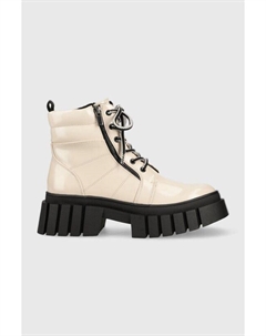 Женские ботинки лакированные на шнуровке, бежевый Steve madden