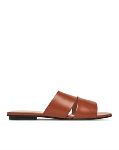 Мюли Flat Slide - Lth 2 Straps HW0HW02365, коричневый Calvin klein
