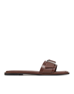 Мюли Flat Slide W/Buckle - Lth HW0HW02490, коричневый Calvin klein