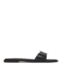 Мюли Flat Slide W/Ck Hw Big - Lth HW0HW02482, черный Calvin klein