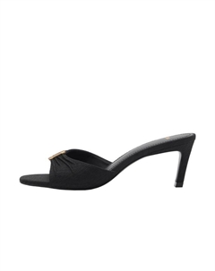 Мюли на каблуке PIECE, черный Mango