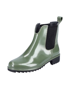 Ботинки женские челси лакированные, оливковый Rieker