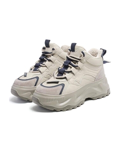 Кроссовки женские массивные высокие, бежевый/синий 15 mins