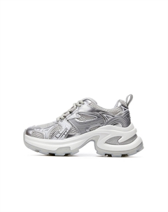 Кроссовки женские толстые низкие, серебряный 15 mins