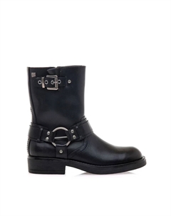 Женские ботинки на плоской подошве в байкерском стиле с пряжкой, черный Mustang