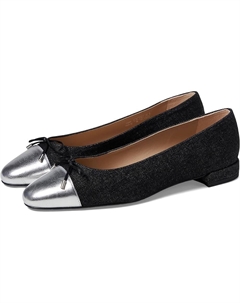 Туфли на плоской подошве Sleek Bow Flat, цвет Black/Silver Stuart weitzman