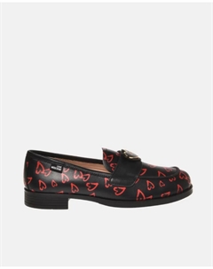 Женские кожаные мокасины на толстой подошве, черный Love moschino