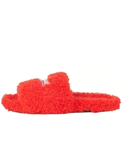 Шлепанцы женские с мехом, красный Balenciaga