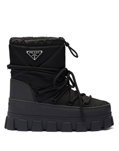 Дутые ботинки с логотипом, черный Prada