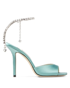 Босоножки Saeda 100 с кристаллами, зеленый Jimmy choo