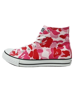 ABC Camo Стильные мужские кеды для скейтбординга с высоким берцем розового цвета A bathing ape®