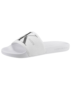 Мюли Jeans, летние туфли, тапочки, шлепанцы для бассейна, с привлекательным логотипом, ширина E, белый Calvin klein