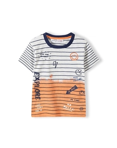 Футболка с принтом STRIPED SLUB STYLE, цвет white orange Minoti