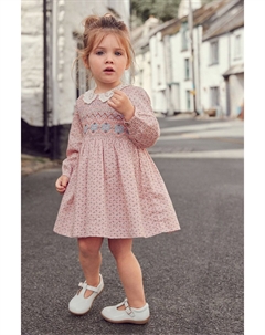 Платье с рюшным воротником и мелким цветочным принтом, розовый Next