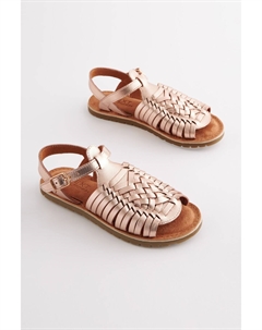 Сандалии из плетеной кожи, розовый Next