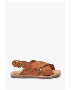 Кожаные плетеные сандалии с перекрестными ремешками, коричневый Next