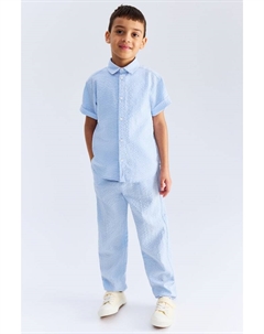 Брюки из хлопчатобумажной ткани сирсакер, голубой H&m