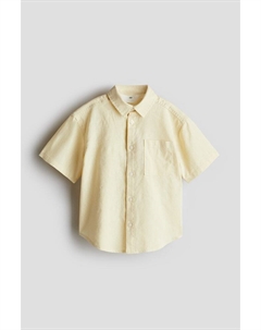 Рубашка с короткими рукавами из льняной смеси, желтый H&m