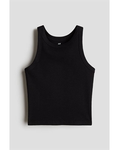 Топ из хлопка в рубчик, черный H&m
