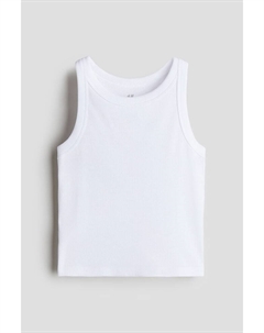 Топ из хлопка в рубчик, белый H&m