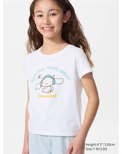 Укороченная футболка с графическими персонажами Sanrio, белый Uniqlo